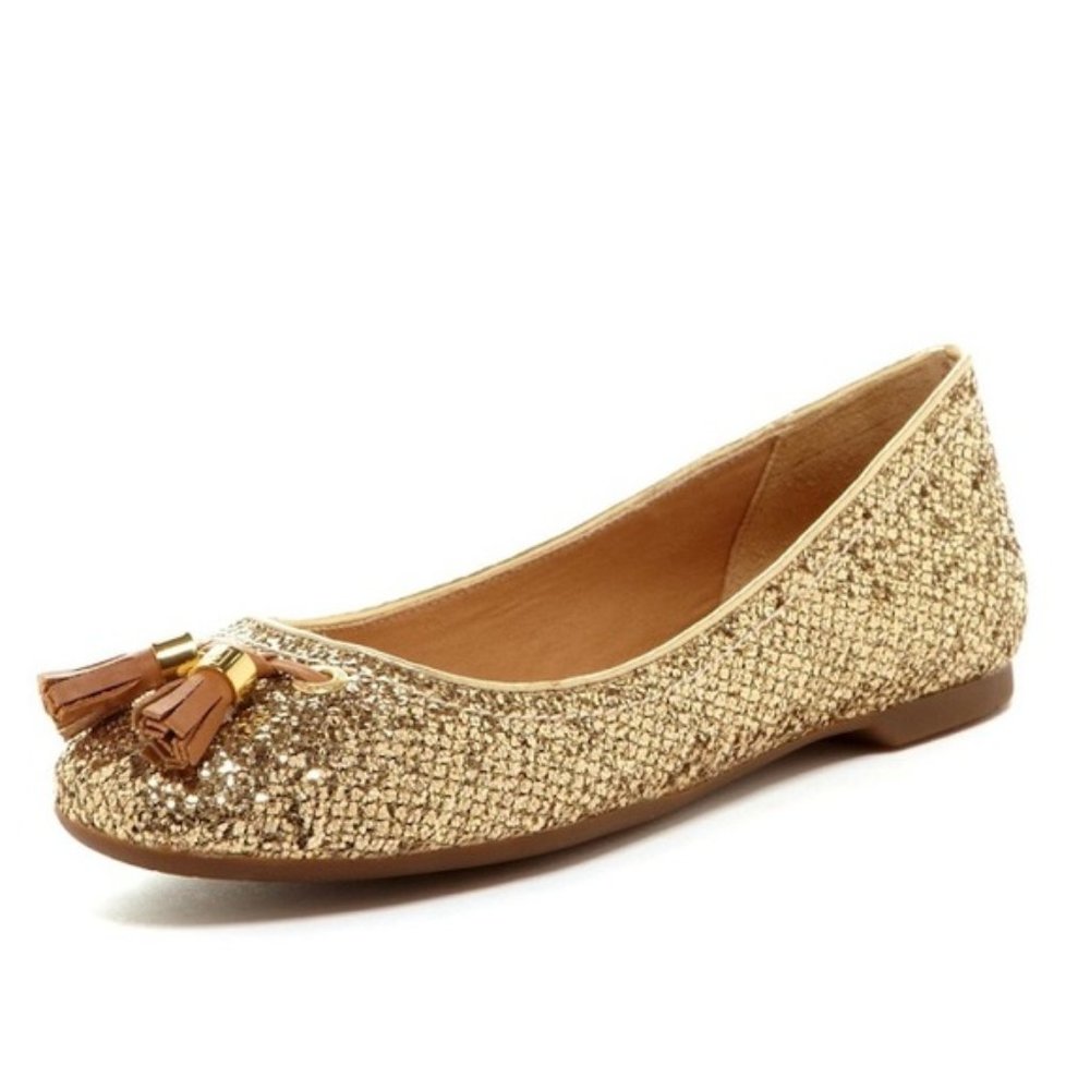 ❌ SOLD - Sperry Gold Glitter Tassel Flats Size 9.5